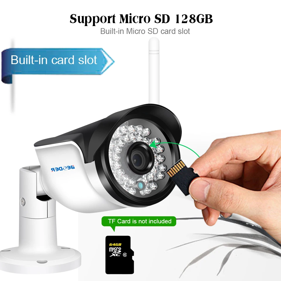 Беспроводная ip камера BESDER 1080P 960P 720P со слотом для sd карты 128G Водонепроницаемая
