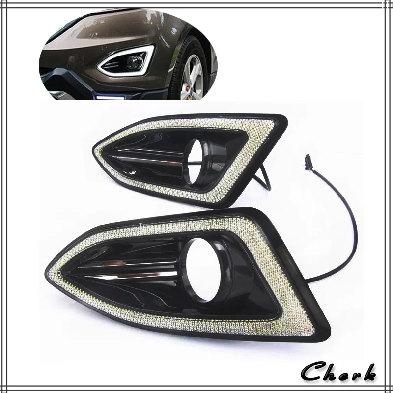 

2pcs For Ford Edge 2015 2016 LED DRL Daytime Running Light Waterproof Fog Lamp With Fog Lamp Hole car-styling Free shipping