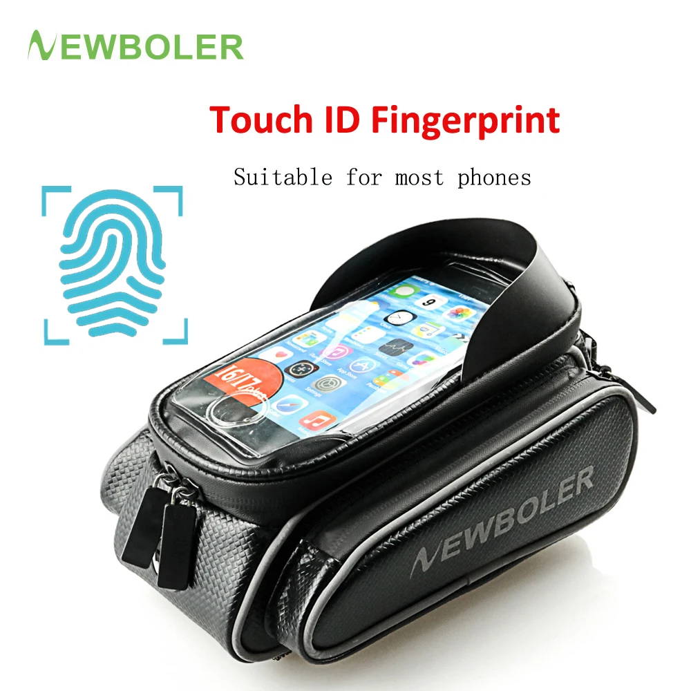 

NEWBOLER MTB Road Bike Bags Rainproof Fingerprint Touch Screen Cycling Top Front Tube Frame Bag Phone Case Bicycle Accessories