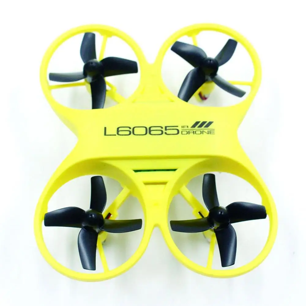 L6065 мини игрушечный Квадрокоптер инфракрасного управления светодиодный дрона с дистанционным управлением 2,4 ГГц летательный аппарат с светодиодный свет подарок на день рождения для Для детей игрушки - Цвет: Цвет: желтый