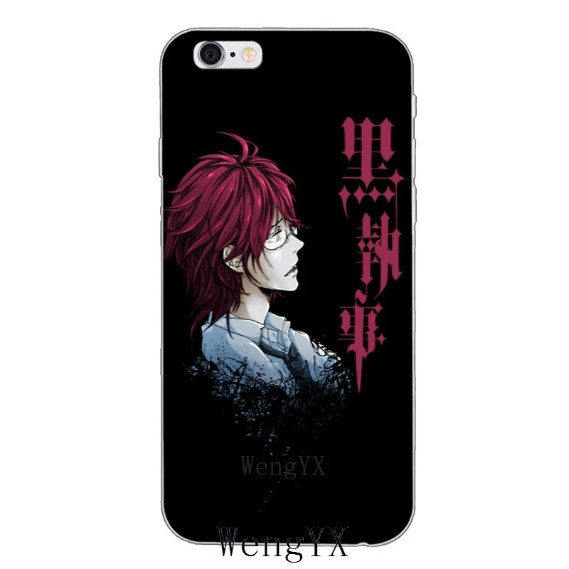 Kuroshitsuji black butler Grell Sutcliff прозрачный мягкий тонкий чехол из силикона для мобильного