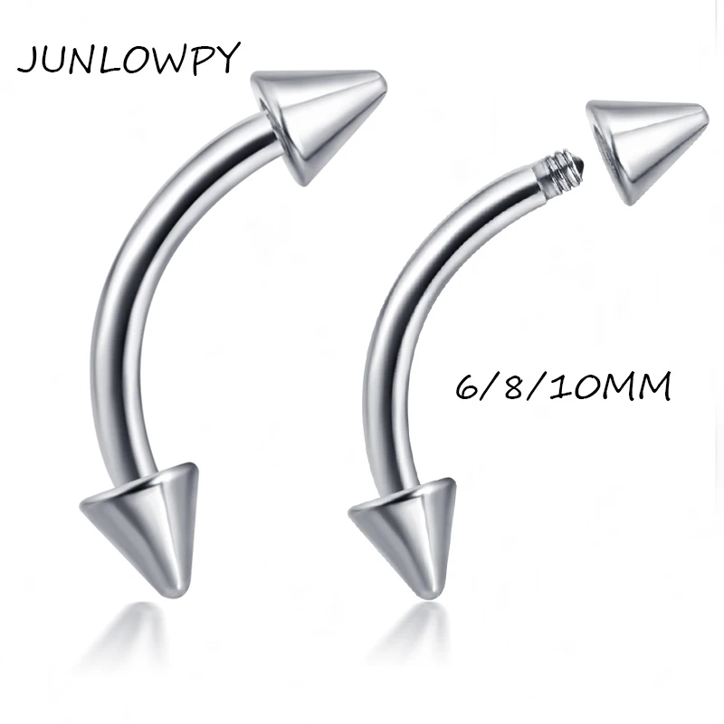 

JUNLOWPY Mix 6/8/10mm Eyebrow Rings Surgical Steel Body Jewelry Tragus Lip Piercing Eyebrow Barbell Bar 16G Screw Pircing 100pcs