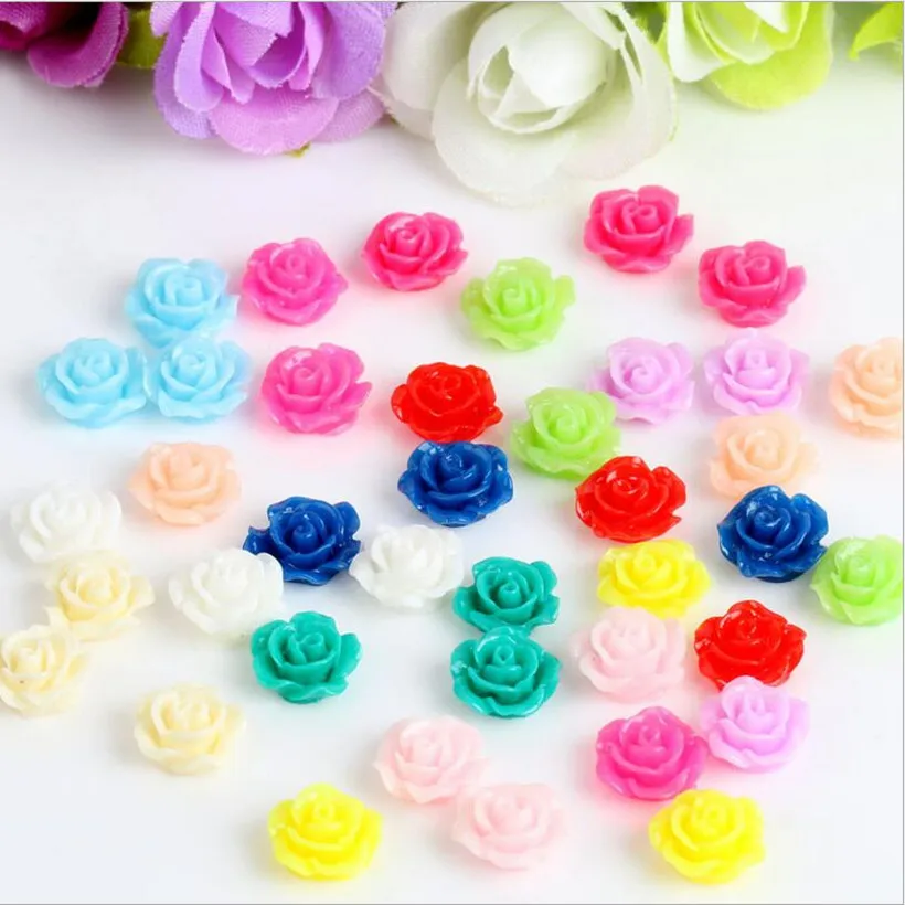 

20pcs/lot Mixed Colored Camelia Coral Rose Flower Beads Decorative Coral Spacer Beads Cabochon Beads for DIY Jewelry Making Z118