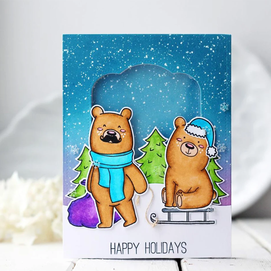 

Bear Sled Clear Stamps and Dies for Craft Dies Scrapbooking Metal Cutting Dies New 2019 DIY Card Making Album Metal Dies Decor