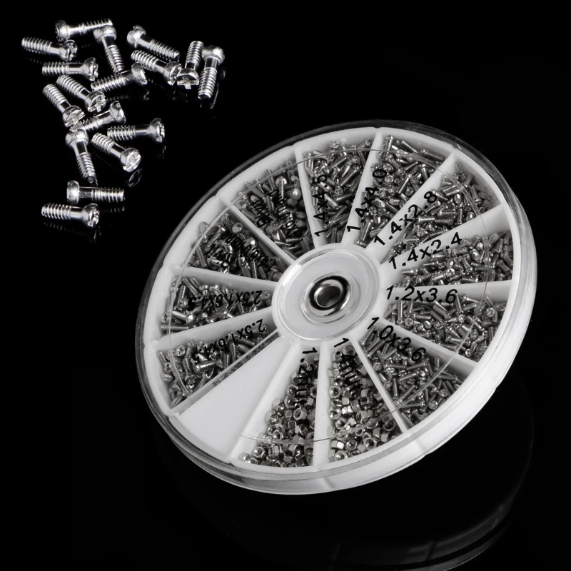 

12 Kinds 1000Pcs/set Stainless Steel Screws Nuts Assortment Kit M1 M1.2