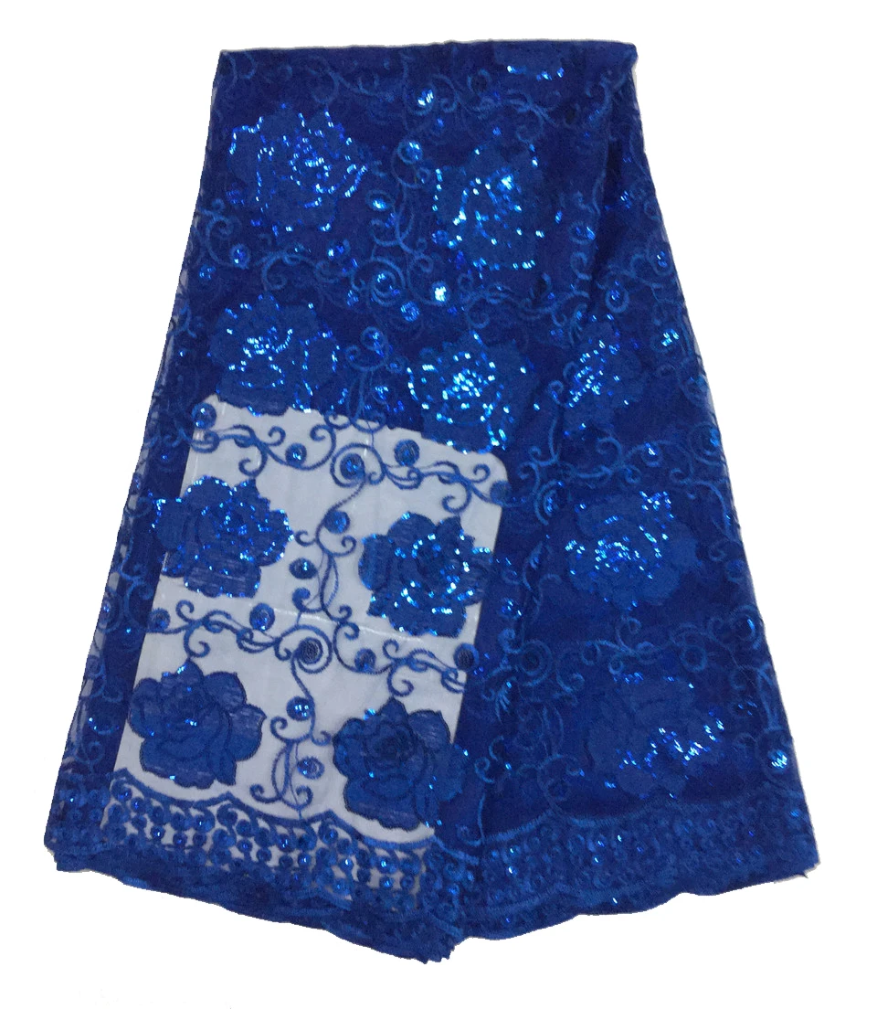 5yards High Quality Flower Sequin Tulle Lace Fushia Pink Embroidered African Dress Fabric pl1012 | Дом и сад