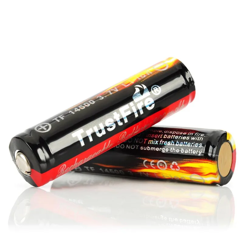 2 шт./лот TrustFire защищенные 14500 3,7 V 900mAh перезаряжаемые литиевые батареи для фонарей