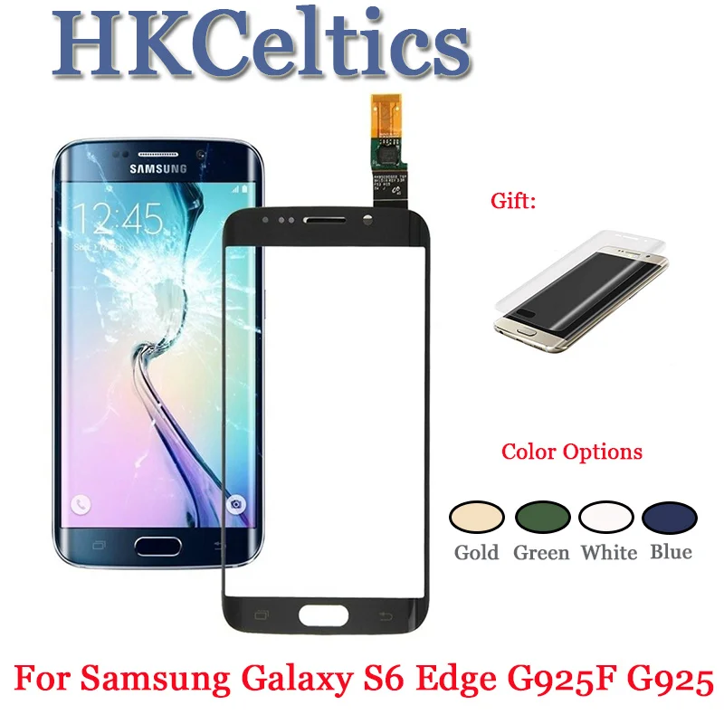 

1Pcs Tested For Samsung Galaxy S6 Edge G925 G925F Touch Screen Front Glass Touch Panel Digitizer LCD Outer Panel Lens+ Sticker
