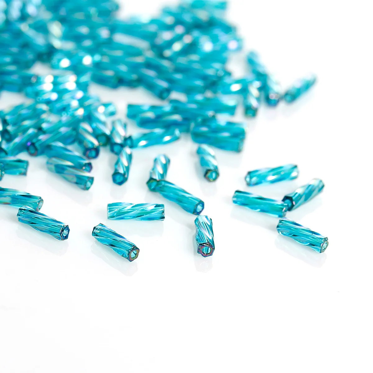 

DoreenBeads Japanese Glass Seed Beads Twisted Bugle Peacock blue About 6mm x 2mm,Hole:0.8mm,10 Grams(About 400 PCs)