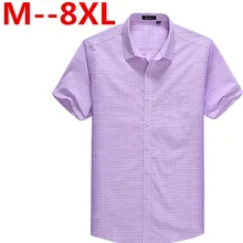 2017 Summer Men Plaid Dress Shirts Plus Size 4XL 5XL 6XL 8XL Cotton Shirt Camisas Pocket Camisetas Vestidos Men Clothes Casual