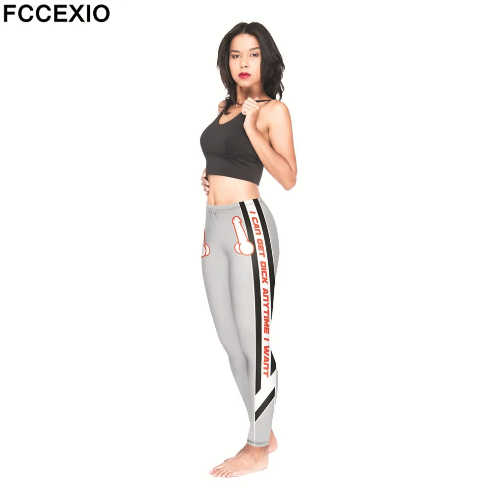 FCCEXIO, женские леггинсы, высокая талия, леггинсы для фитнеса, большой член, 3D принт, леггинсы, женские штаны, новые леггинсы для тренировок, тонкие брюки