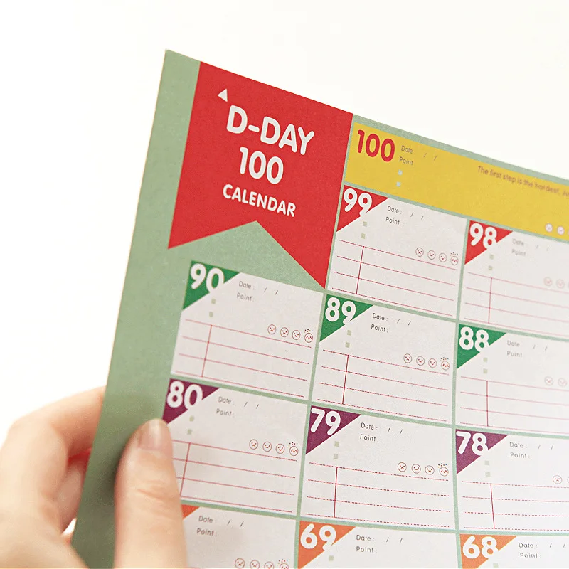 10 шт/лот 100 обратный отсчет в днях Календарь день планировщик плотная бумага ежедневный органайзер для планирования мероприятий(датированный самостоятельно