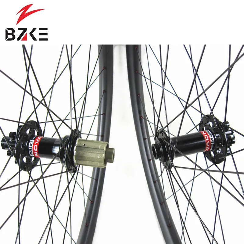 BZKE карбоновый mtb boost wheelset 29er tubelss thru Ось углеродного волокна колеса для горных велосипедов 148*12 мм Novatec boost велосипедная колесная коляска