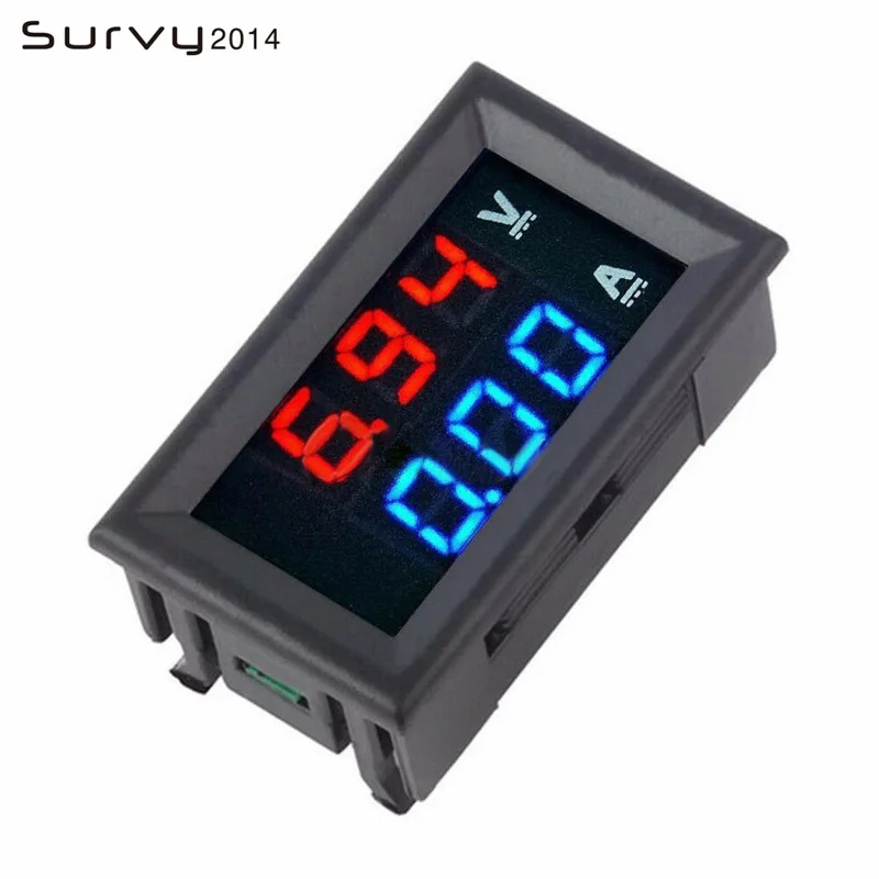 0.28 inch Mini Digital Voltmeter Ammeter DC 100V 10A Panel Amp Volt Current Meter Tester 0.28" Blue Red Dual LED Display 20mA