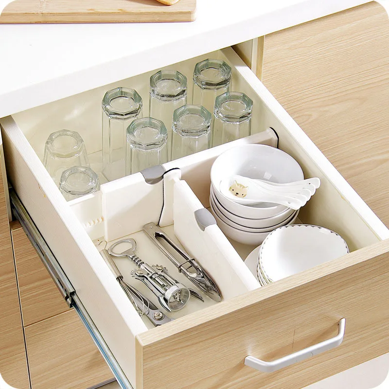 

DIY Retractable Drawer Divider Multi-use Adjustable Drawers Partition Board for Home and Kitchen Storage Drawers
