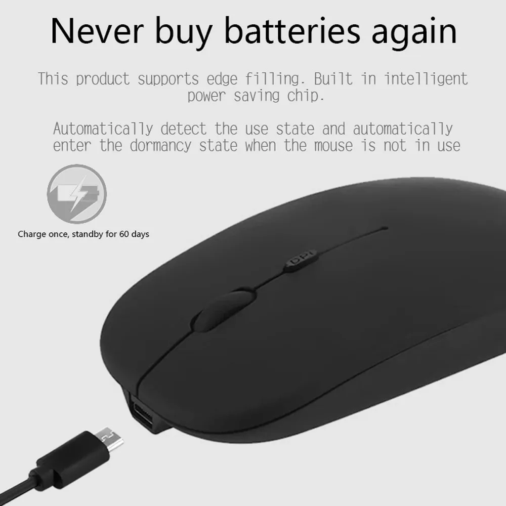 Бесшумная беспроводная мышь с USB интерфейсом перезаряжаемая 2 4 ГГц бесшумная