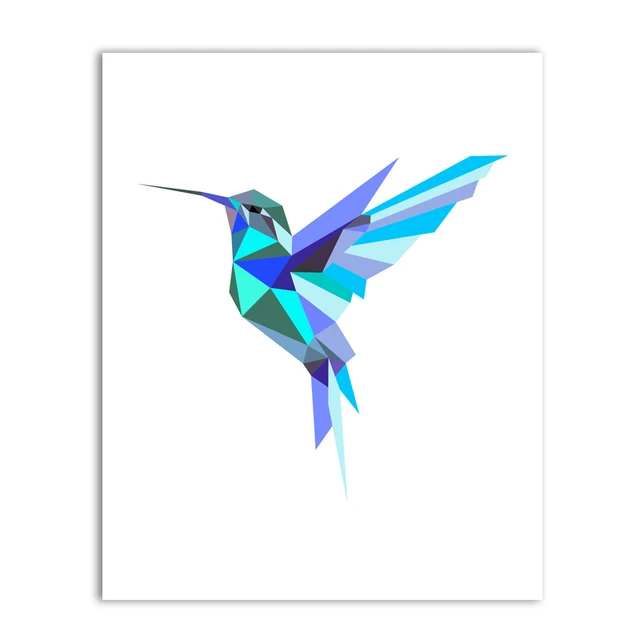 Geometric Hummingbird Wall Art Canvas Prints Hummingbird Posters , Bird