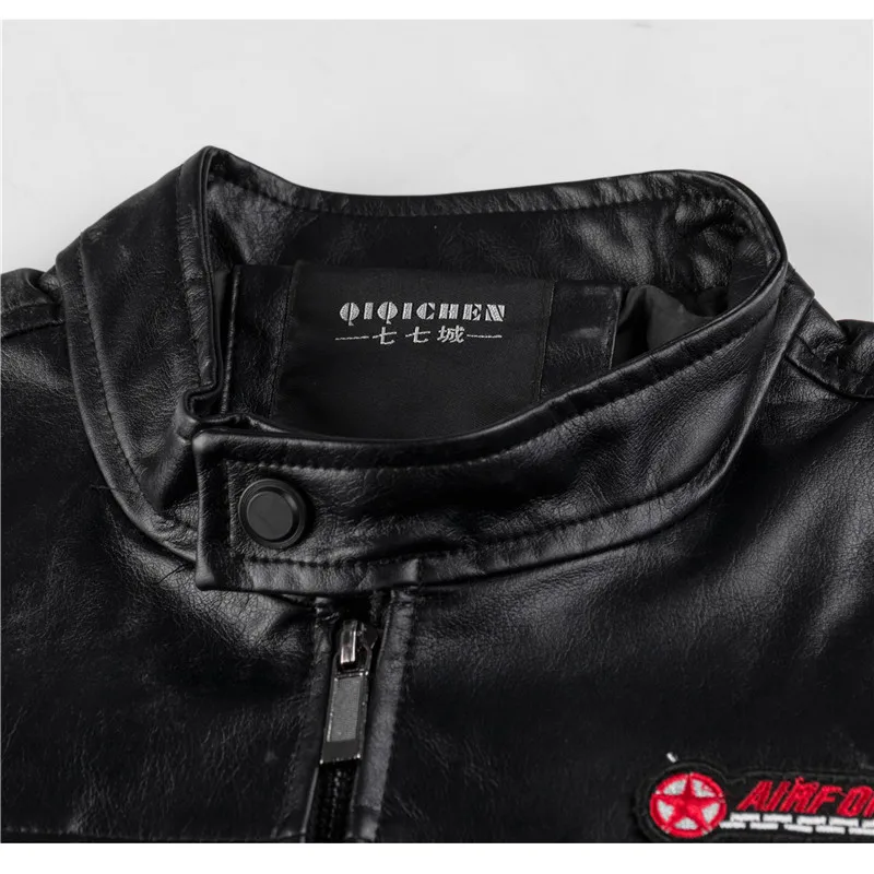 RIINR 2019 New Fashion Motorcycle PU Leather Jacket Men Slim Fit Short Style Jackets Khaki Black Mandarin Collar Korean Coat RIINR 2019 New Fashion Motorcycle PU Leather Jacket Men Slim Fit Short Style Jackets Khaki Black Mandarin Collar Korean Coat
