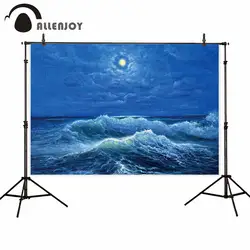 Allenjoy студия профессиональной фотографии фон бесконечные обширные blue sea wave облако яркая луна фон картина маслом photocall