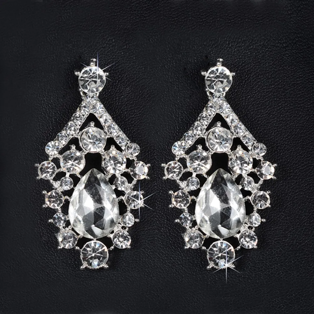  925 stealing silver charming austrian crystal jewelry set for brides cubic zircon diamond necklace earring sets for women wedding accessories HD022 (6)