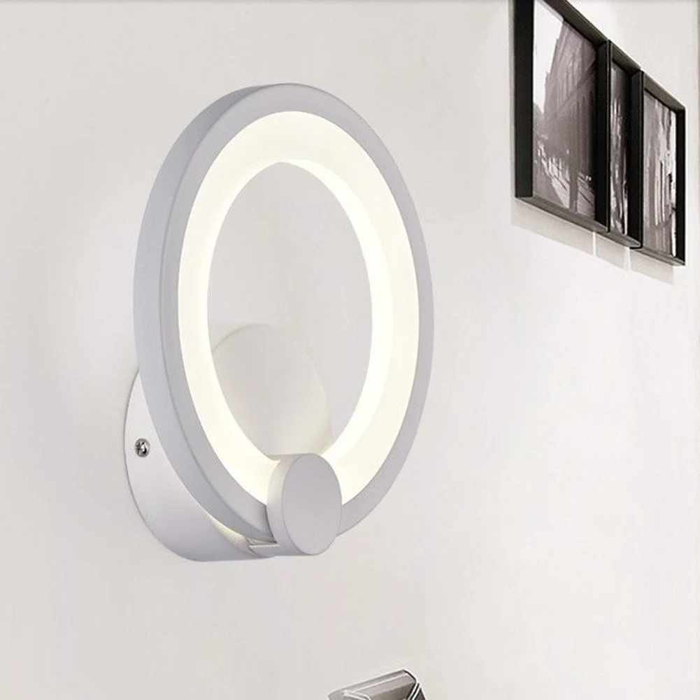 Простой современный настенный светильник светодиодный металлический+ акриловое кольцо бра диаметр 19 см Внутреннее освещение Настенный светильник для прихожей спальни ванной комнаты