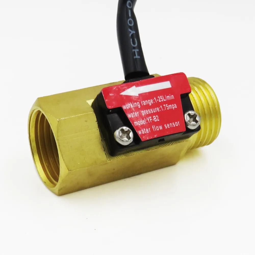 YF B2 G1/2" DN15 Pure Brass water flow sensor hall flow rate counter