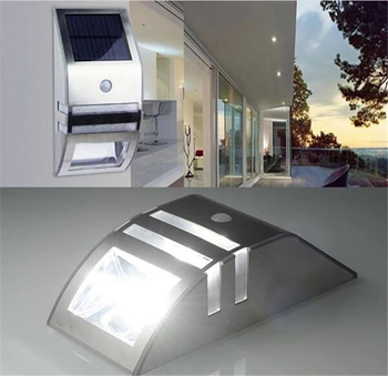 

Waterproof Solar Light Solar Power Recharge Stainless PIR Human Motion Sensor Wall Silver Outdoor Security Emergency Light Lamp