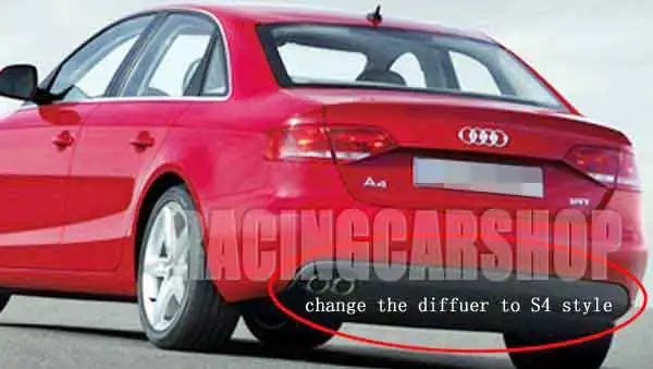 Неокрашенный S4 стиль задний диффузор одиночный PU для AUDI A4 B8 2008-2012 A008F