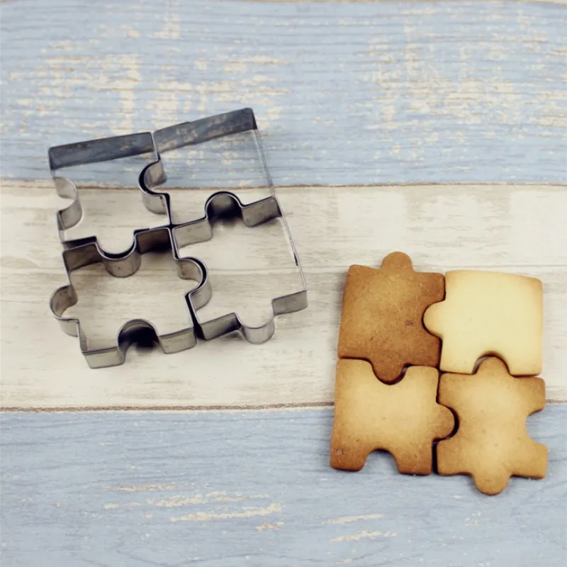 

4pcs/lot New Puzzle Shape Cookie Cutter Cake Decorating Fondant Cutters Tool Cookies Stainless Steel Biscoito