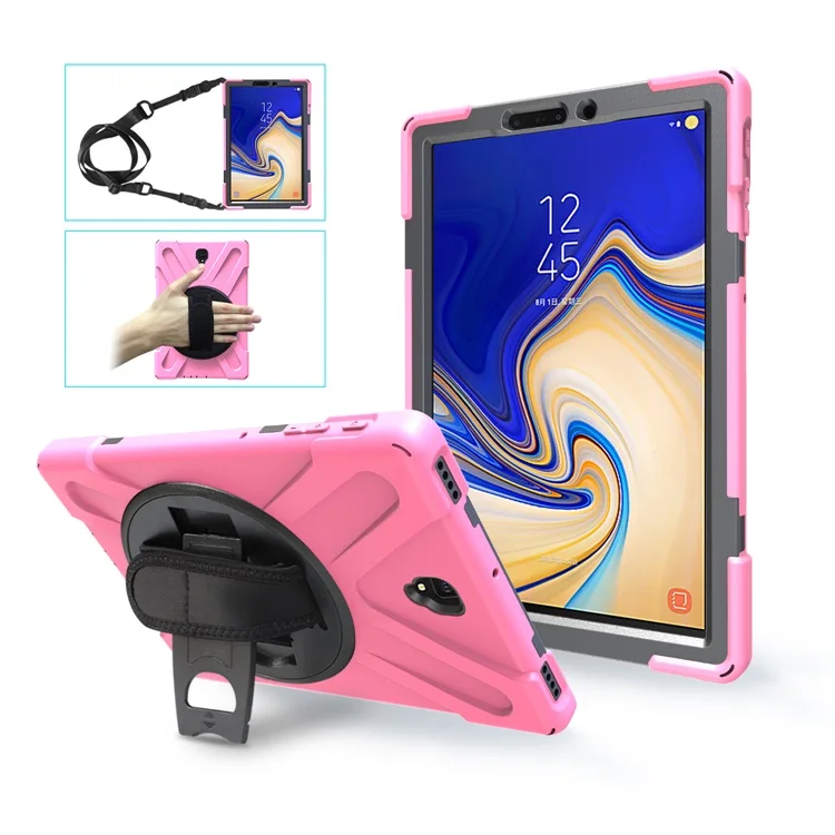 Противоударный детский чехол для samsung Galaxy Tab S4 T830 T835 T837 10,5 дюймов Защитная крышка подставка силиконовая резина Чехол - Цвет: Pink Strap
