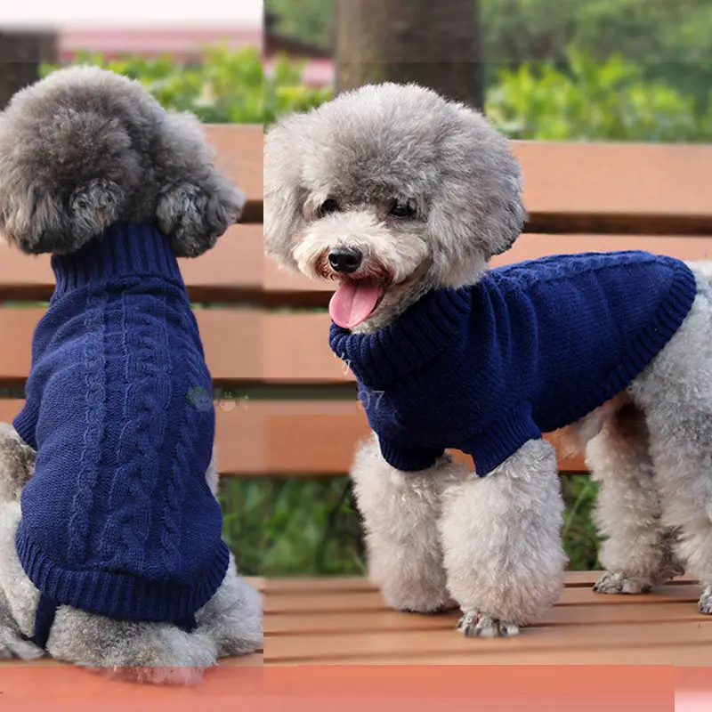 Dog Sweater Fabric Soft Thick Keep Warming Sweater Turtleneck Classic Cable Knit Dog Cat Pet Sweater Apparel Classic Colorful