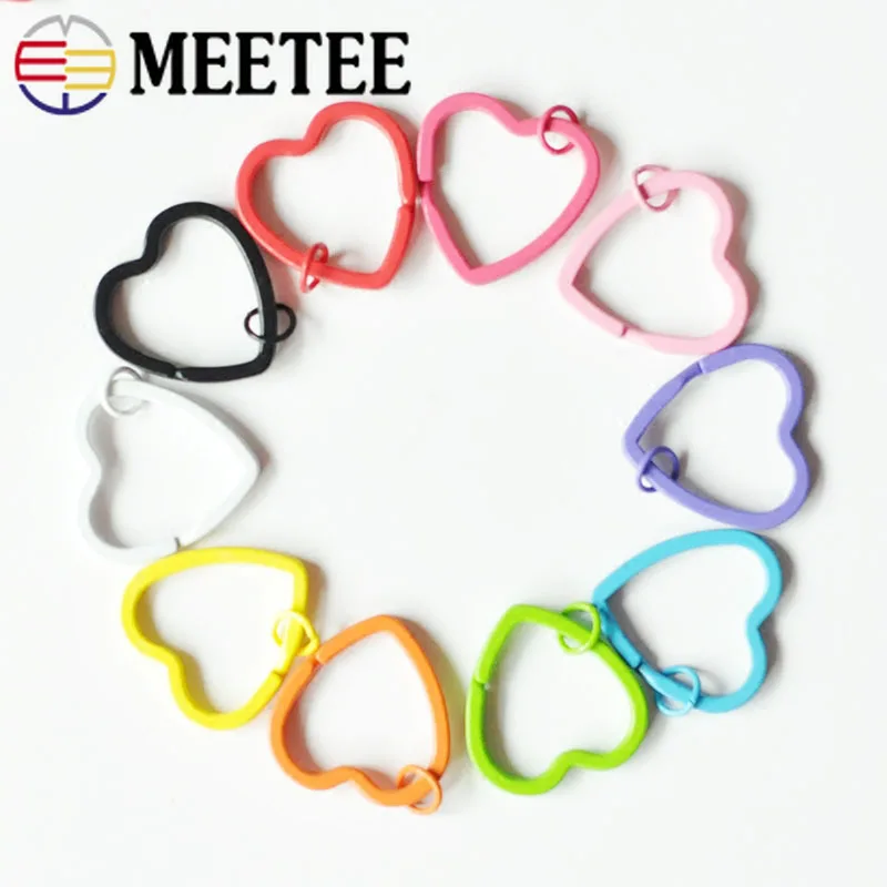 

Meetee 20pcs 30mm Heart O D Ring Buckle Key Ring Painted Colorful DIY Handmade Keychain Hook Bags Decoration Accessories BF204