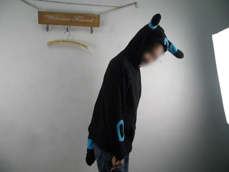 Мультфильм синий блестящий Umbreon Onesie Косплэй костюм флисовое ночное белье пижамы Хэллоуин Черный Umbreon комбинезон