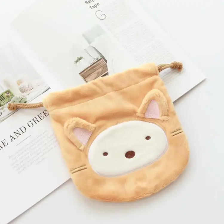 1 шт., милые плюшевые кошельки с рисунком Сан-Икс, sumikko gurashi, плюшевые кошельки с изображением японского аниме медведя, кота, сумикко, плюшевые кошельки, сумки на завязках 21 см - Цвет: brown