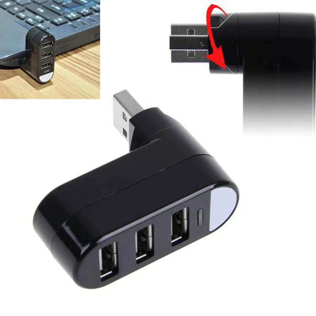 Etmakit Mini 3 порта USB 2.0 Поворот концентратор высокой Скорость адаптер для ПК настольных компьютеров и ноутбуков Тетрадь расширения