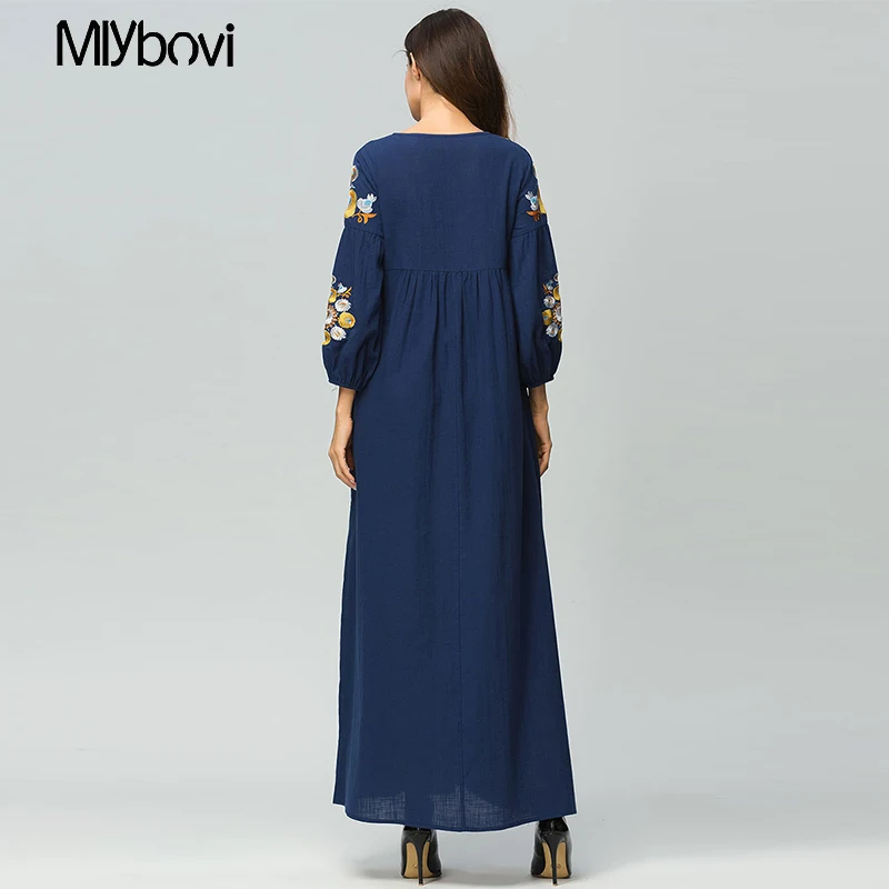 Темно-модные женские туфли мусульманское платье вышивка Абая исламской Для женщин платье одежда халат кафтан марокканской моды 4XL Ближний Восток Халат