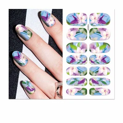 YZWLE, 1 лист, на выбор, Цветущий цветок, полное покрытие, дизайн ногтей, переводные наклейки для ногтей