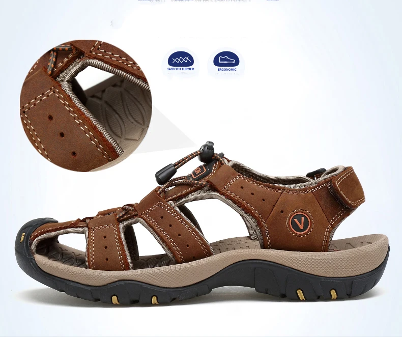 TRAANO/Мужская обувь из натуральной кожи; Новинка года; мужские сандалии; Летняя обувь; пляжные сандалии; Мужская модная Уличная Повседневная обувь; размеры 47 CC-165-2
