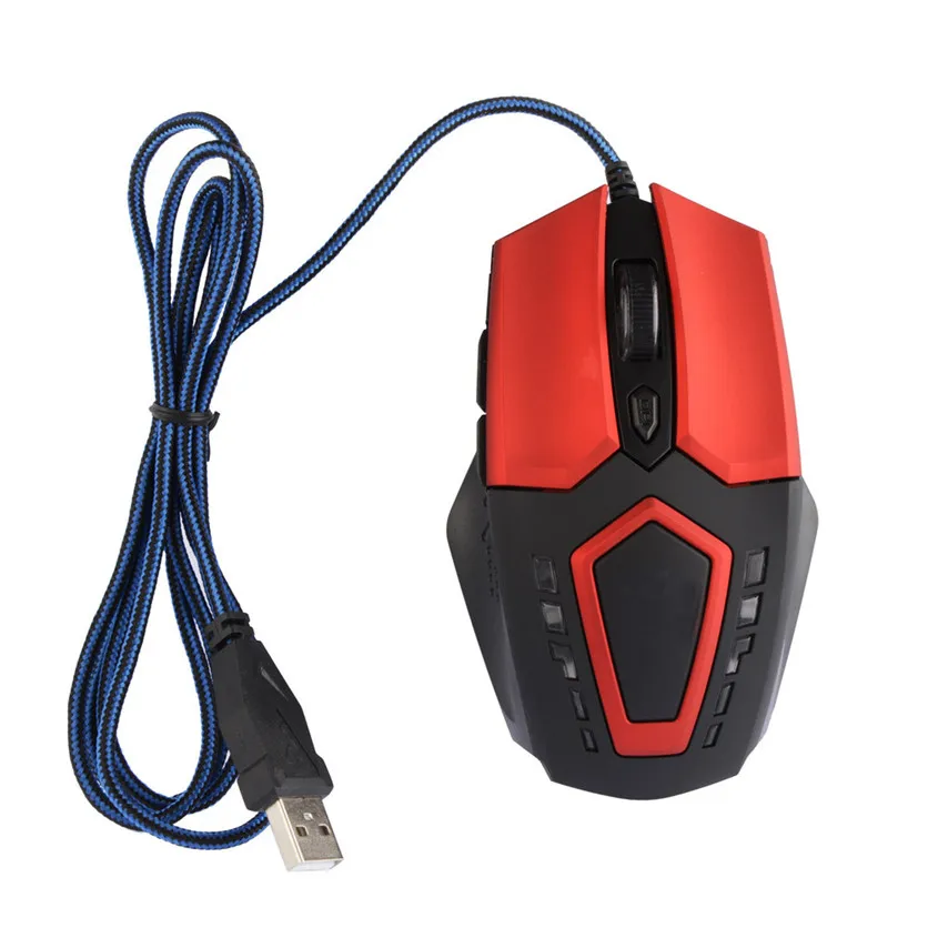 Simpelstone 3200 Точек на дюйм 6D кнопки светодиодный Проводная игровая клавиатура Мышь для портативных ПК Nov1 - Цвет: Красный
