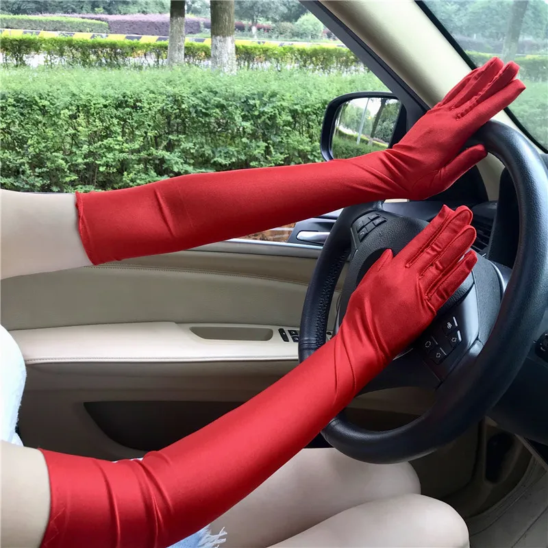 

1 Pair Long Finger Elbow Etiquette Gloves Opera Evening Party Prom Costume Fashion Gloves Sun Protection Gloves 4 Colors