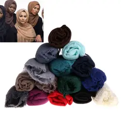 KLV женский ислам Макси Crinkle облако хиджаб шарф платок мусульманский длинный шаль, палантин, накидка