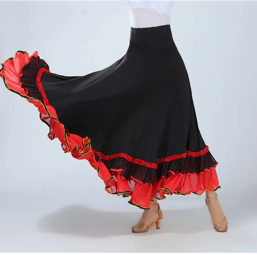 Юбка для фламенко, Женская юбка для бальных танцев, танцевальная юбка, стандартная юбка для танго