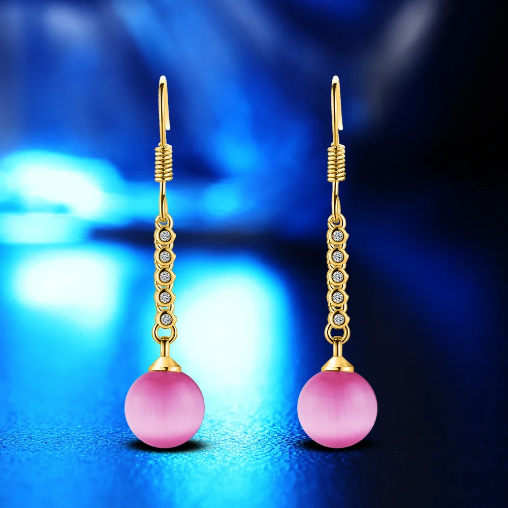 

KOFSAC New Charm Yellow Gold Ear Hook Earrings For Women Girl Wedding Party Gift Fashion White Pearl Exquisite Crystal Jewelry