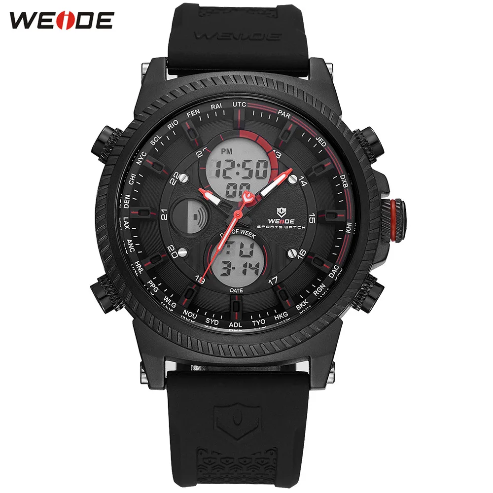 

Fashion WEIDE Stopwatch Watch Men Sport Watch Men Digital Quartz LED Week Watch Rubber Band Hardlex Wristwatch Hombre Clock Gift