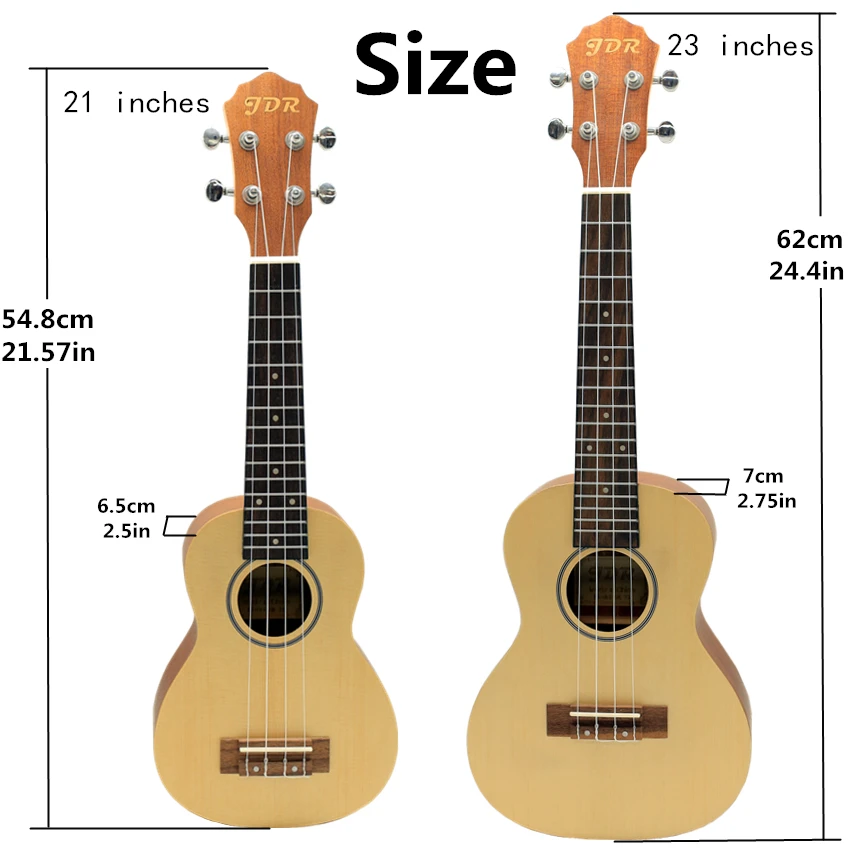 JDR 21 23 дюйма Гавайская гитара палисандр Ель панель 4 струны гриф Ukelele Banjo