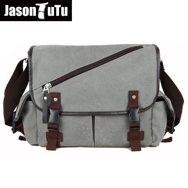 

JASON TUTU 2017 Men's Shoulder Bags High quality Canvas bag Can be Messenger Men travel bags crossbody Gray good quality B90