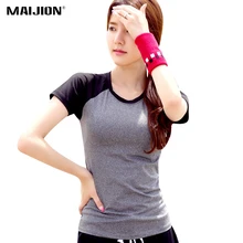 MAIJION. Лоскутная, дышащая, элостичная, быстросохнущая спортивная футболка для женщин для тренажерного зала, фитнеса и йоги