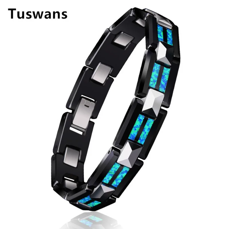 

New Arrival Black Ceramic Bracelets Bangles Luxury Tungsten Links Wristband Fire Opal Jewelry For Women Men Lover armband heren