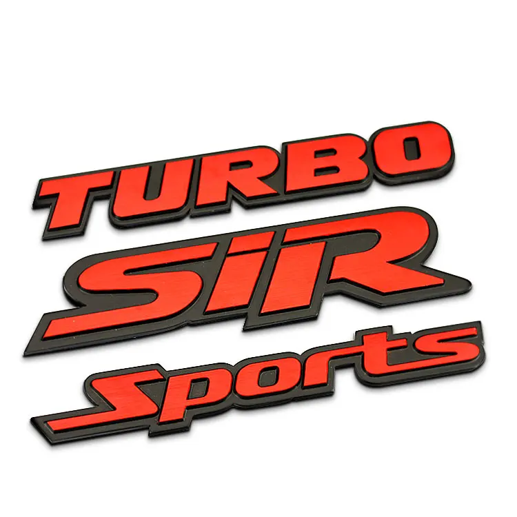 

1 PCS 3D aluminum Decorative emblem TURBO SIR Sports badge modification car stickers car-styling
