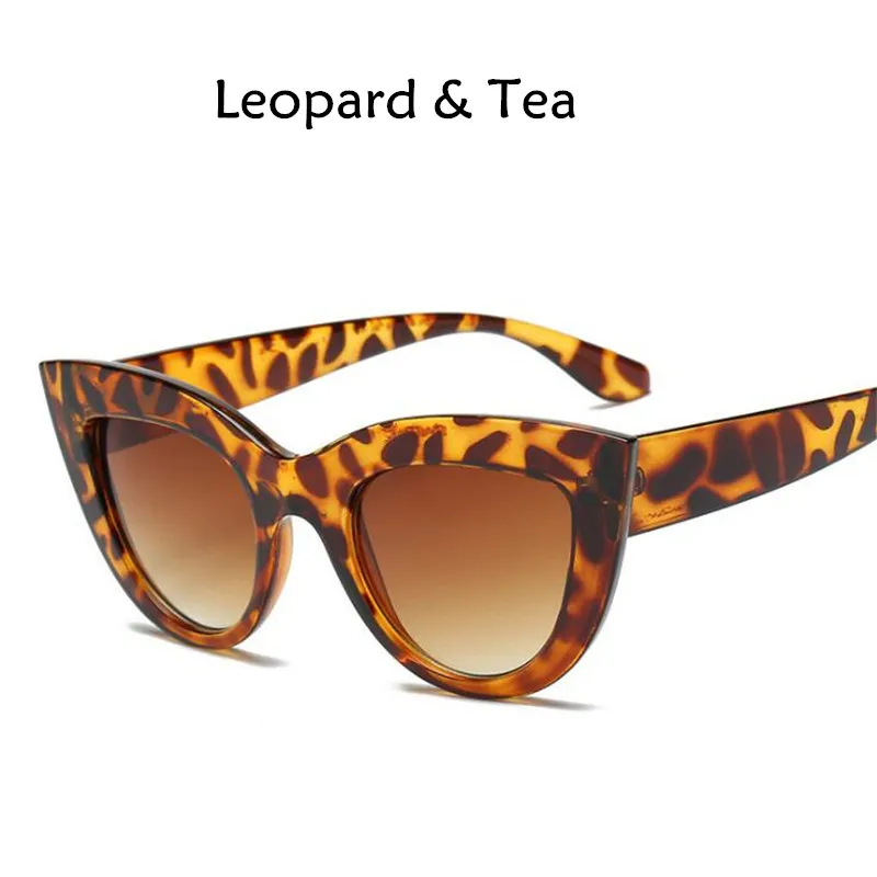 Ретро, толстая оправа, кошачий глаз, солнцезащитные очки для женщин, Дамская мода, фирменный дизайн, зеркальные линзы, кошачий глаз, солнцезащитные очки для женщин - Цвет линз: Ltea